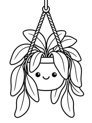 Hanging Plant Pot para colorir Desenho de Hanging Plant Pot para colorir e imprimir grátis