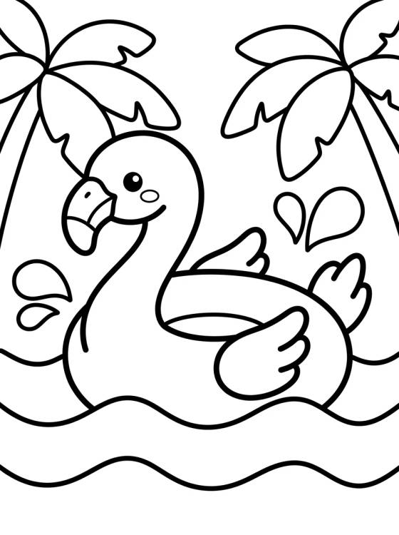 Cute Flamingo Pool Float para colorir Desenho de Cute Flamingo Pool Float para colorir e imprimir grátis