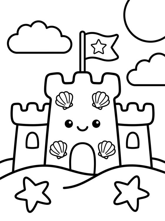Happy Sandcastle para colorir Desenho de Happy Sandcastle para colorir e imprimir grátis