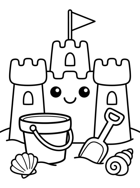 Sandcastle on the Beach para colorir Desenho de Sandcastle on the Beach para colorir e imprimir grátis