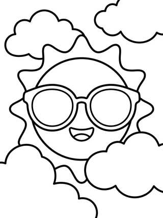 Smiling Summer Sun para colorir Desenho de Smiling Summer Sun para colorir e imprimir grátis