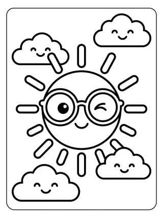 Cool Little Sun with Shades para colorir Desenho de Cool Little Sun with Shades para colorir e imprimir grátis
