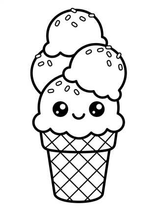 Cute Ice Cream Cone para colorir Desenho de Cute Ice Cream Cone para colorir e imprimir grátis