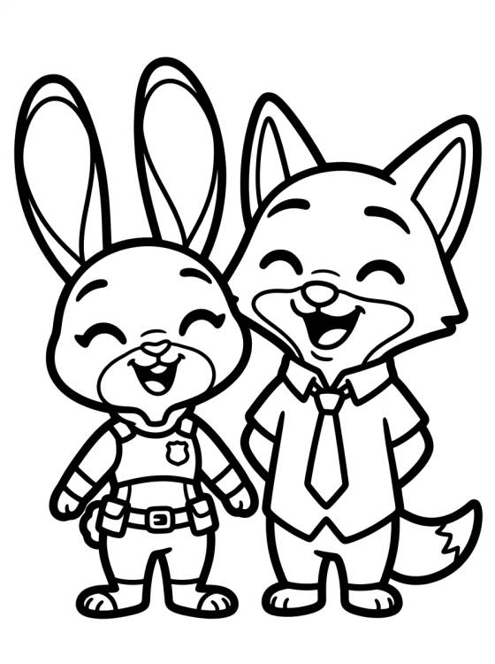 Judy Hopps and Nick Wilde Buddies para colorir Desenho de Judy Hopps and Nick Wilde Buddies para colorir e imprimir grátis